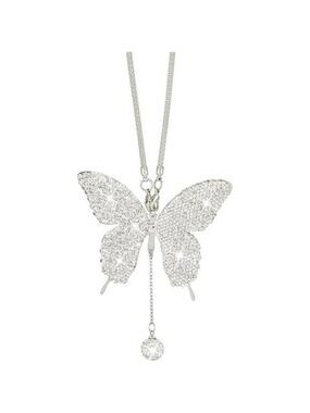 Butterfly Crystal Car Charm Bling Rear View Mirror Hanging Ornament Gift for Wom